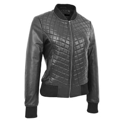 Diamond Quilted Fitted Bomber Jacket