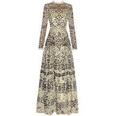 Embroidery Sequins Women's Slim Maxi Dress
