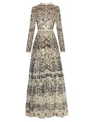 Embroidery Sequins Women's Slim Maxi Dress