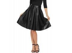 Genuine Lambskin Leather Women's Knee Skirt