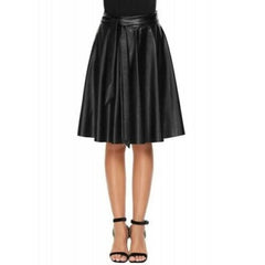 Genuine Lambskin Leather Women's Knee Skirt