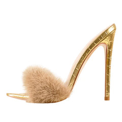 Premium Fur Thin High Heels