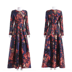Sophisticated Boho Floral Jacquard Maxi Dress