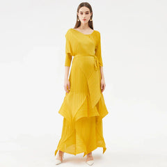 Pleated Shawl Scarf Dress