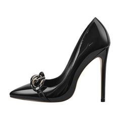 Black Patent Leather Stiletto Pumps