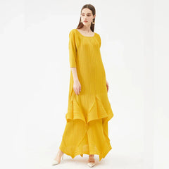 Pleated Shawl Scarf Dress