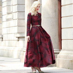 Elegant Floral Jacquard Maxi Dress