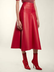 Handmade Genuine Lambskin Leather Women's A Line Skirt
