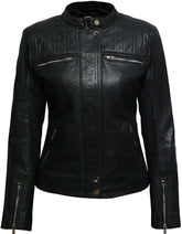 Handmade Sheepskin Leather Women's Biker Jacket