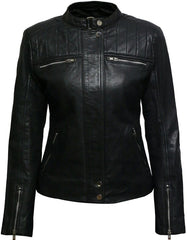 Handmade Sheepskin Leather Women's Biker Jacket