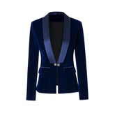 Slim Single Buttons Velvet Blazer