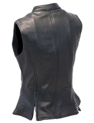 Long 6 Zipper Naked Leather Pocket Vest