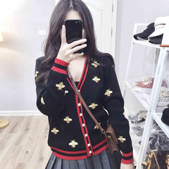 MIMI Bee Embroidery Knitted Sweaters
