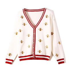 MIMI Bee Embroidery Knitted Sweaters