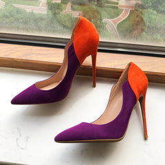 Purple Flock Women High Heel Stiletto Pumps