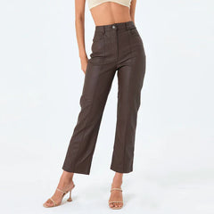 Real Brown Leather Women's Trouser