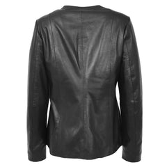 Round Neck Semi Fitted Women's Leather Jacket