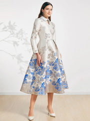 Elegant Floral Jacquard Women Maxi Dress