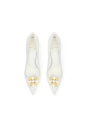 Elegant Lace Bead Flower Stiletto High Heels