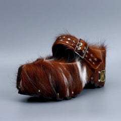 Vintage Natural Calf Hair Mules