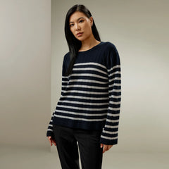 Striped Drop-Shoulder Cashmere Sweater