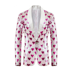 Sparkling Sequin Heart Pattern Blazer