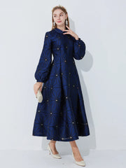 Graceful Turned Collar Lined Midi Dress