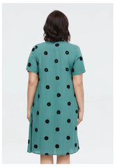 Polka Dot Embroidered Plus Size Women's Dress