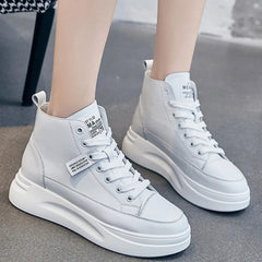 High-Top Leather Platform Sneakers