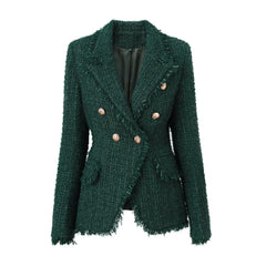 Tassel Woolen Tweed Slim Blazer