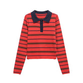 Vintage Striped POLO Neck Sweater