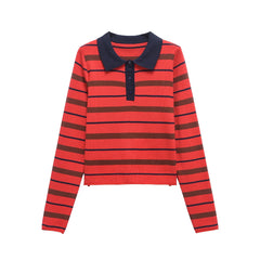 Vintage Striped POLO Neck Sweater