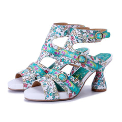 Lovely Hollow Weave Chunky Heels