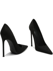 Black Suede Slim Heel Pumps