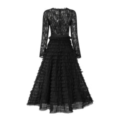 Folds Bird Lattice Hook Hollow Dress