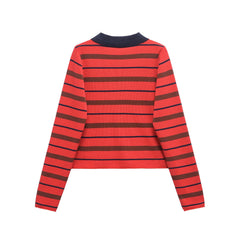 Vintage Striped POLO Neck Sweater