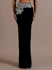 Diamonds Flowers Two Pieces Maxi Skirt Dress