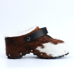 Designer Calf Hair Women's Slip-On Sandals