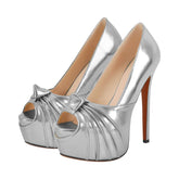 Glamorous Knot Bow Platform Pumps