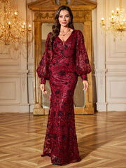 Glamorous Floral Sequins Party Dress