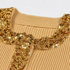 Beaded Knitting Long Sleeve Cardigan