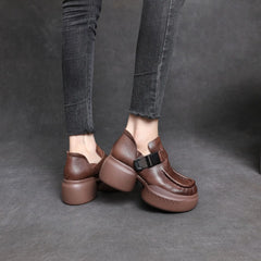 Round Toe Ethnic Leather Loafers