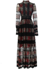 Temperament Embroidery Net Yarn Party Dress