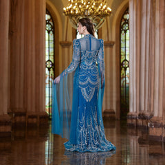 Cape Sleeves Evening Arabic Dress