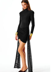 Bandage Zipper High Waist Evening Dress