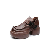Round Toe Ethnic Leather Loafers