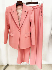 Hollow Out Embroidered Pantsuit