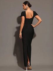 Glamorous Square Collar Diamond Maxi Dress
