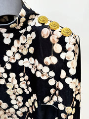 Fruit Printed Mini Velvet Dress