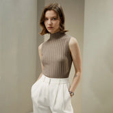 Mock Neck Cashmere Knit Vest